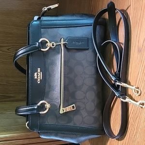 Coach Kailey Carryall Signature Canvas, black trim, brown with black signature